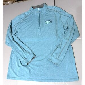 Tasc Performance Mens XXL Carrolton 1/4 Zip Teal Coastal Orange Beach Stain Flaw